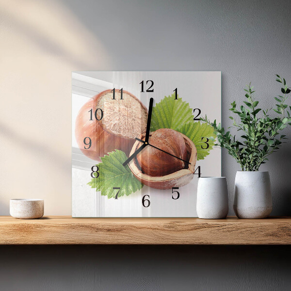 Square wall clock Hazelnuts