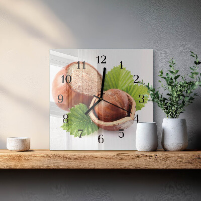 Square wall clock Hazelnuts