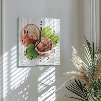 Square wall clock Hazelnuts