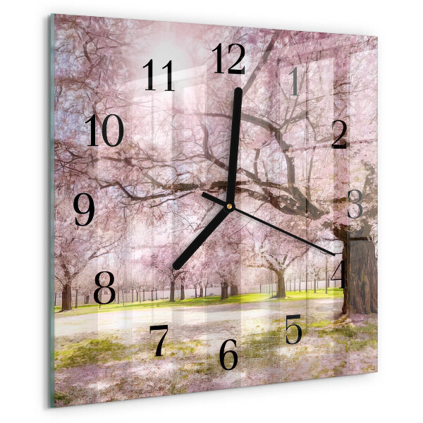 Square wall clock Cherry Trees