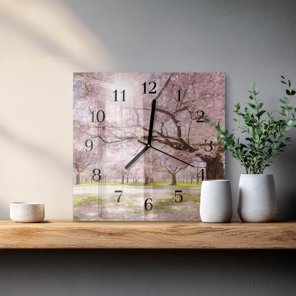 Square wall clock Cherry Trees
