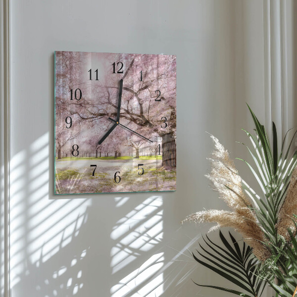 Square wall clock Cherry Trees