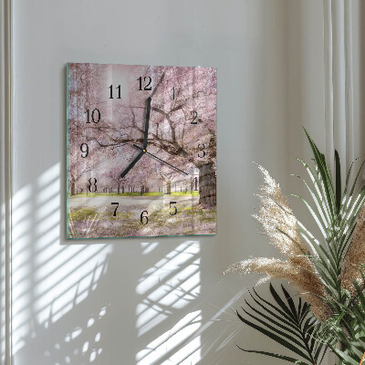 Square wall clock Cherry Trees
