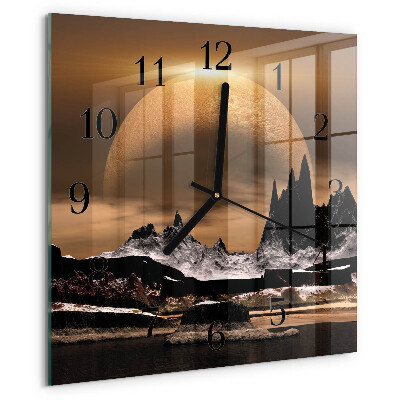 Square wall clock Mountains