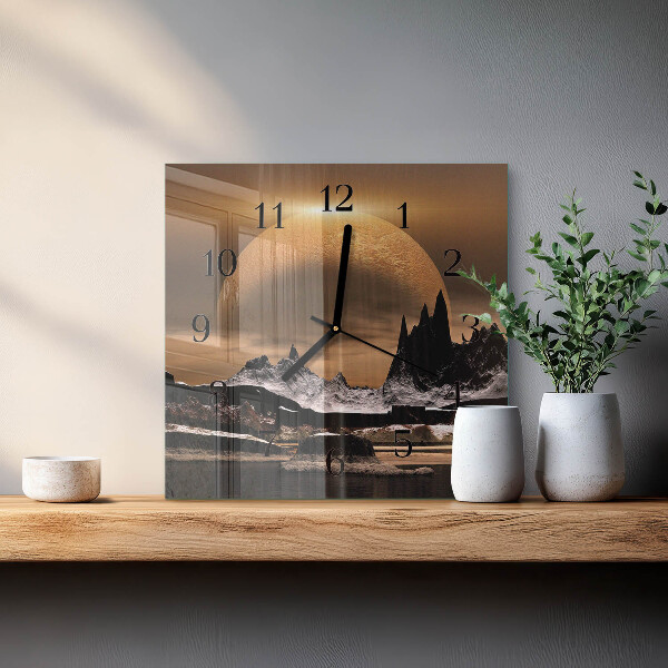 Square wall clock Mountains