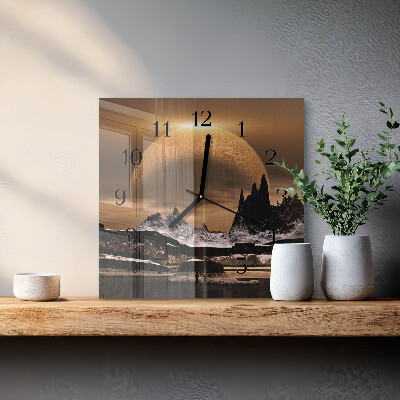 Square wall clock Mountains
