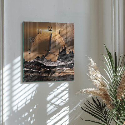 Square wall clock Mountains