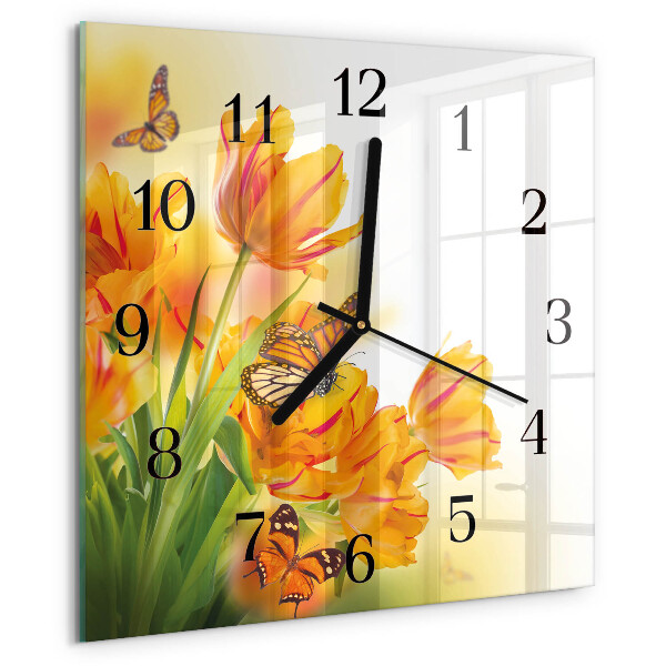 Square wall clock Tulips