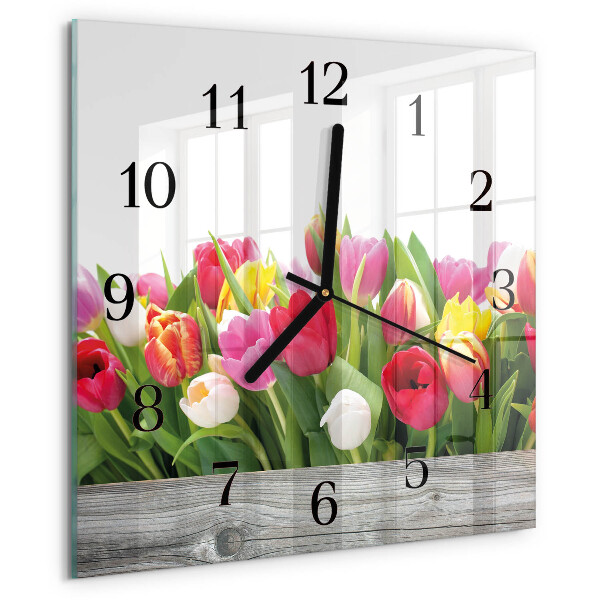 Square wall clock Tulips