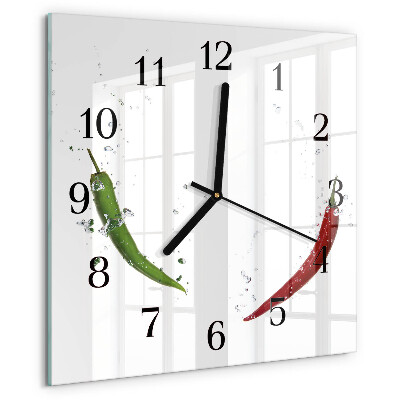 Square wall clock Chili peppers