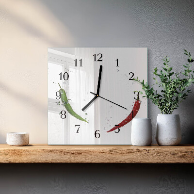 Square wall clock Chili peppers