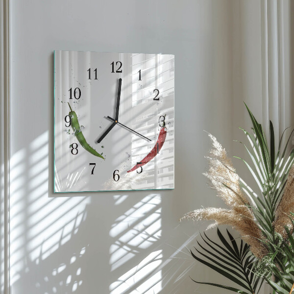 Square wall clock Chili peppers