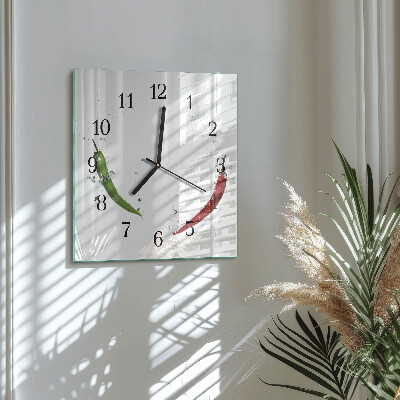 Square wall clock Chili peppers