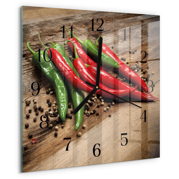 Square wall clock Chili peppers