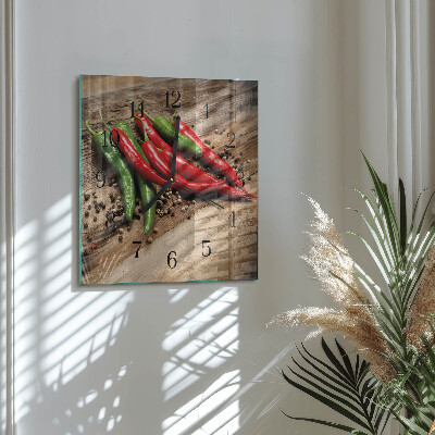 Square wall clock Chili peppers
