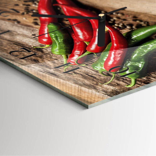 Square wall clock Chili peppers