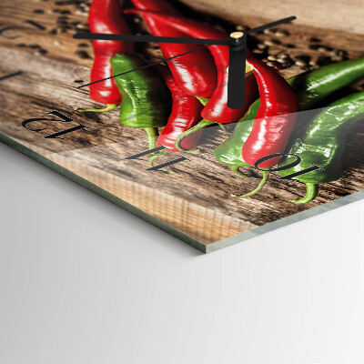 Square wall clock Chili peppers