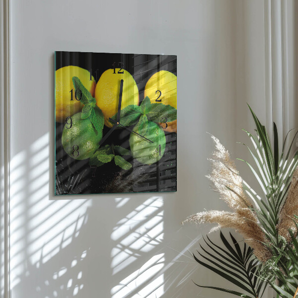 Square wall clock Lemons