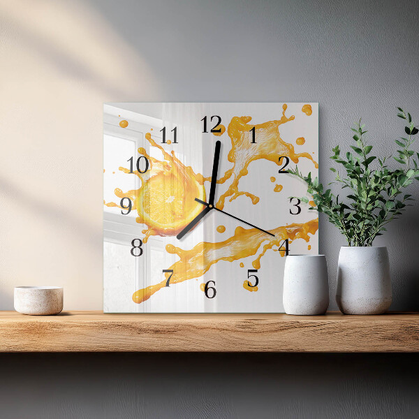 Square wall clock Orange juice
