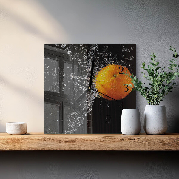 Square wall clock Orange