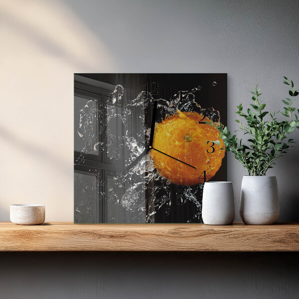 Square wall clock Orange