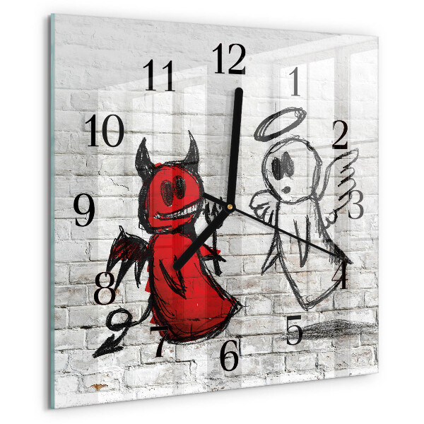 Square wall clock Angel Devil