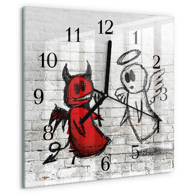 Square wall clock Angel Devil