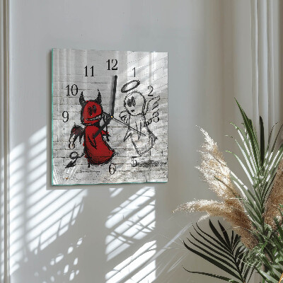 Square wall clock Angel Devil