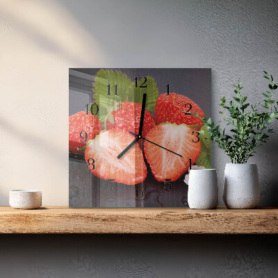 Square wall clock Strawberries
