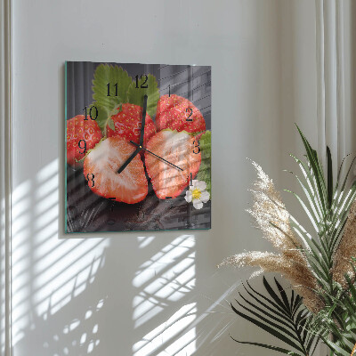 Square wall clock Strawberries