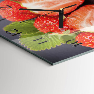 Square wall clock Strawberries