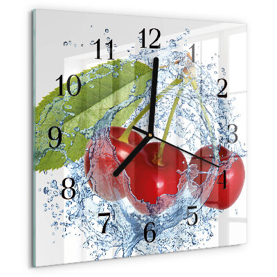 Square wall clock Cherries