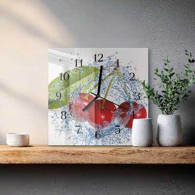 Square wall clock Cherries
