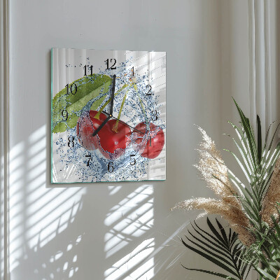 Square wall clock Cherries