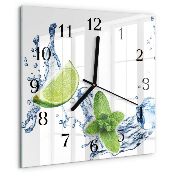 Square wall clock Mint with Lime