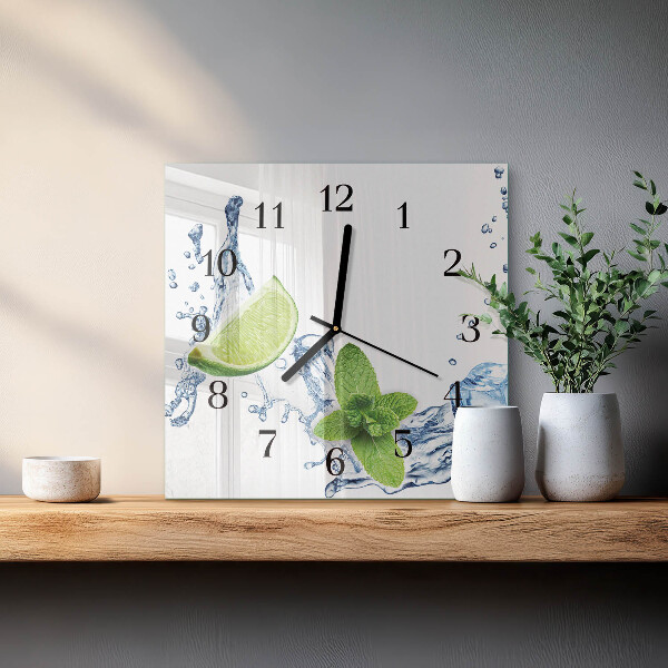 Square wall clock Mint with Lime