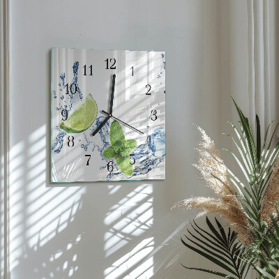 Square wall clock Mint with Lime