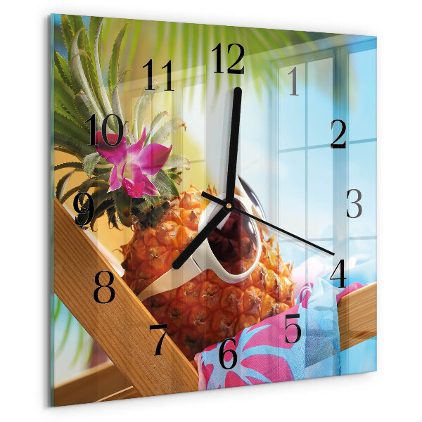 Square wall clock Pineapple