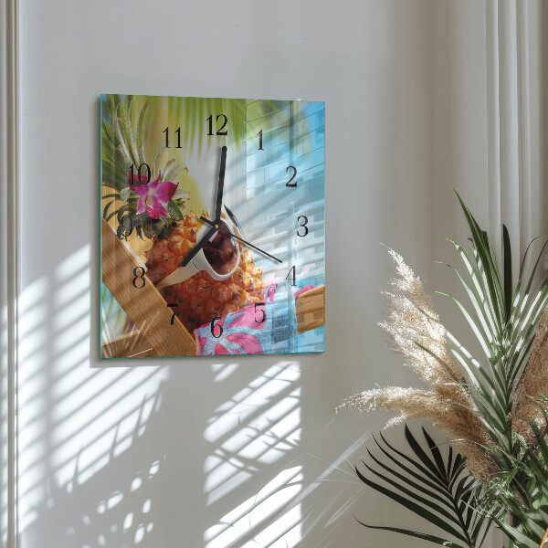 Square wall clock Pineapple