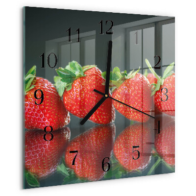 Square wall clock Strawberries