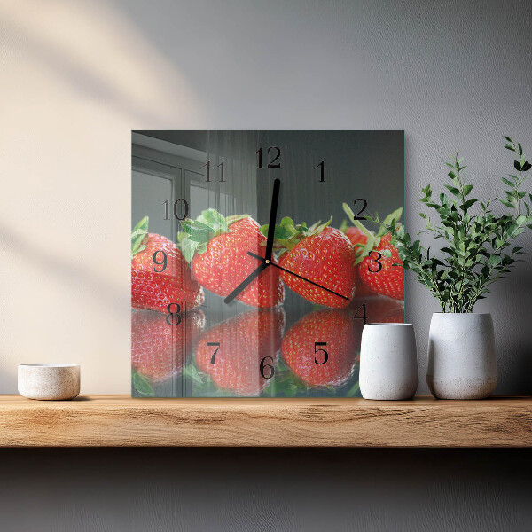Square wall clock Strawberries