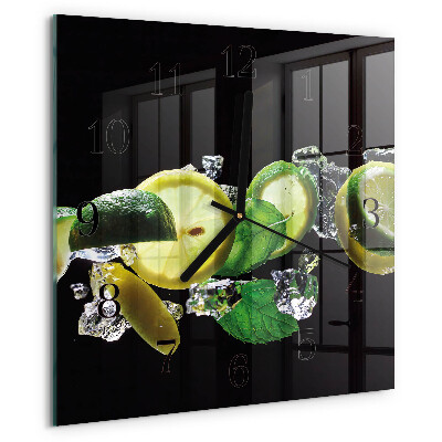 Square wall clock Lemon and Lime