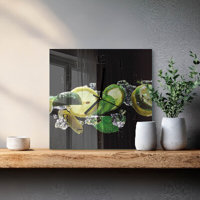 Square wall clock Lemon and Lime