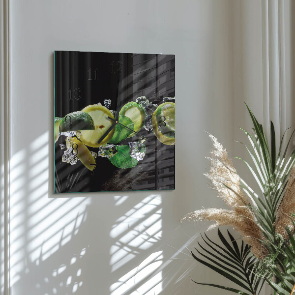 Square wall clock Lemon and Lime