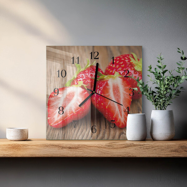 Square wall clock Strawberries