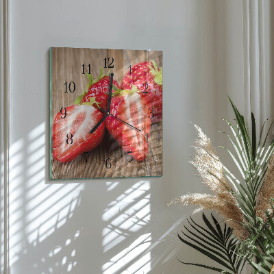 Square wall clock Strawberries