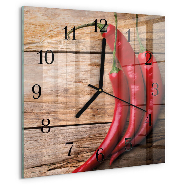 Square wall clock Chili peppers