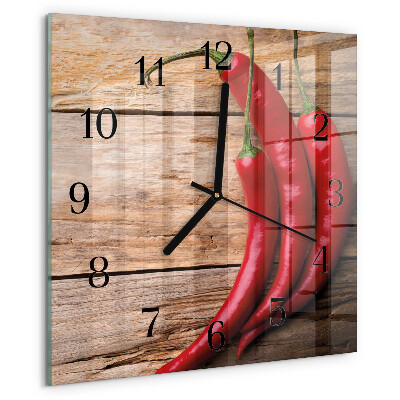 Square wall clock Chili peppers