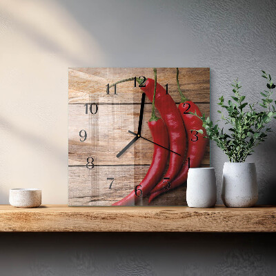 Square wall clock Chili peppers