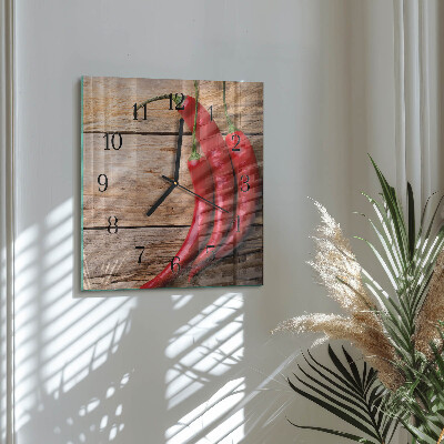 Square wall clock Chili peppers